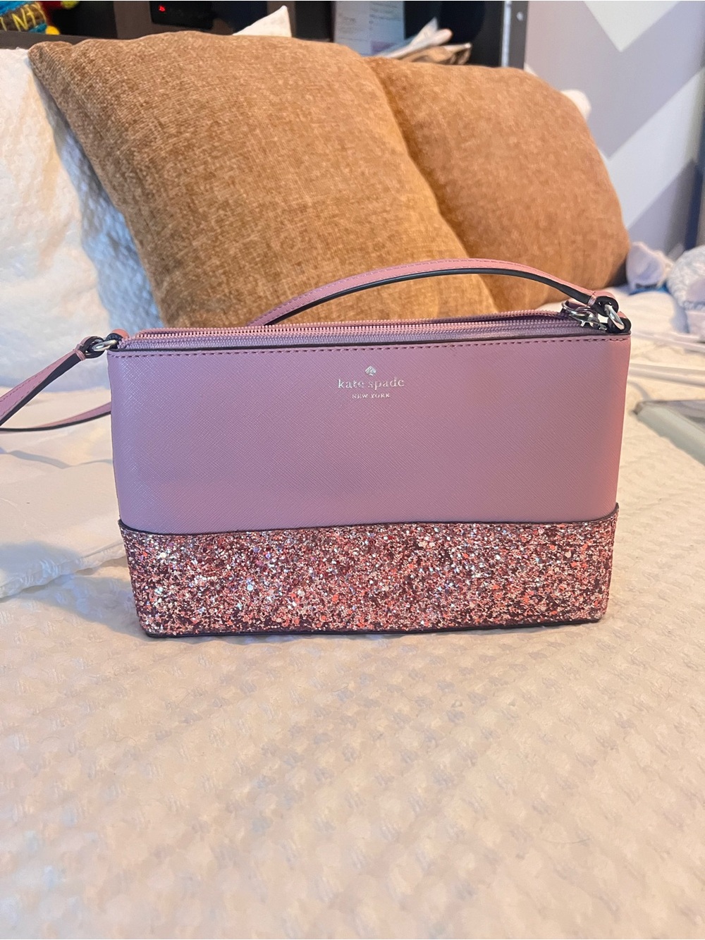 kate spade pink glitter two-tone crossbody